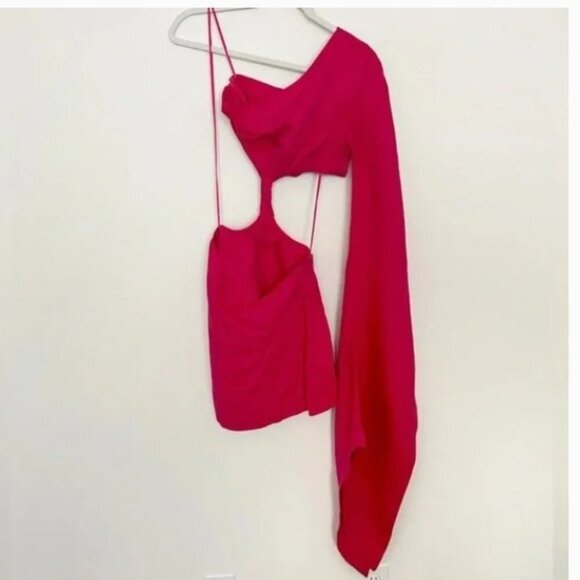 NWOT Cult Gaia One Shoulder Pink Dress Sz M - Picture 4 of 4